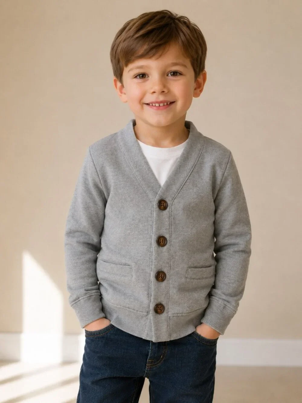 Gymboree Boys Button Cardigan Sweatshirt Pockets Size 6